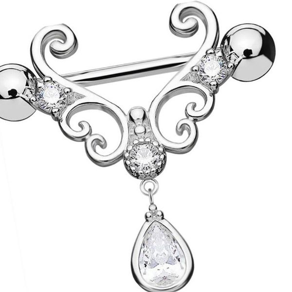 

other water drop women dangle nipple piercing shields bars for body, Slivery;golden
