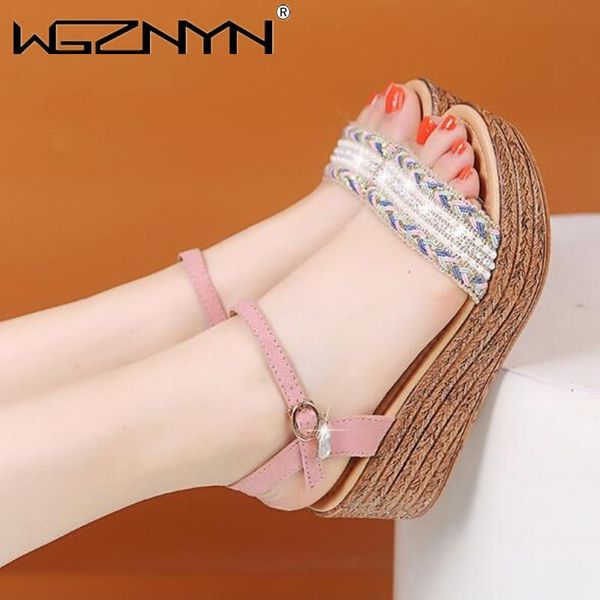 

sandals 2021 women ladies fish mouth non-slip platform slope high heels buckle strap outdoor style for, Black
