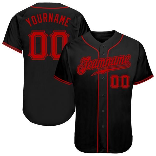 

custom black red authentic baseball jersey, Blue;black