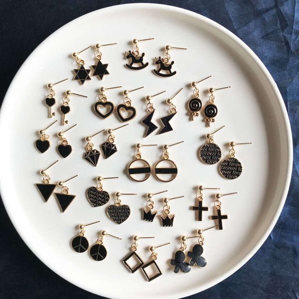 

spring black small earrings mini female autumn winter face thin