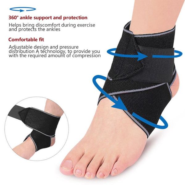 

elbow & knee pads 2pcs ankle brace kit adjustable compression foot basketball football sports protection men women surpport wraps, Black;gray