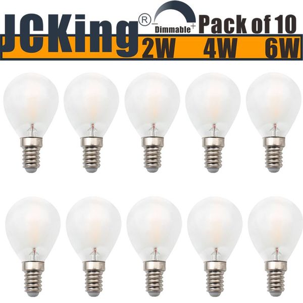 

bulbs pack of 10 dimmable ac120v/220v 2w/4w/6w e14/e12 screw led classic frosted bulb, g45 ses vintage globe light bulb for chandelier