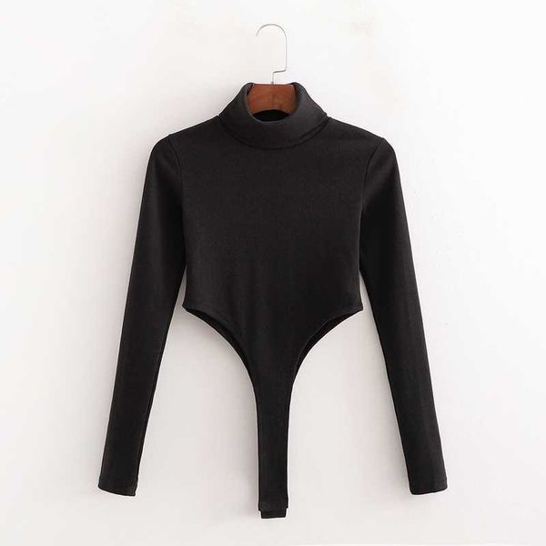 

skinny women bodysuit autumn fashion black overall clothing 210602, Black;white