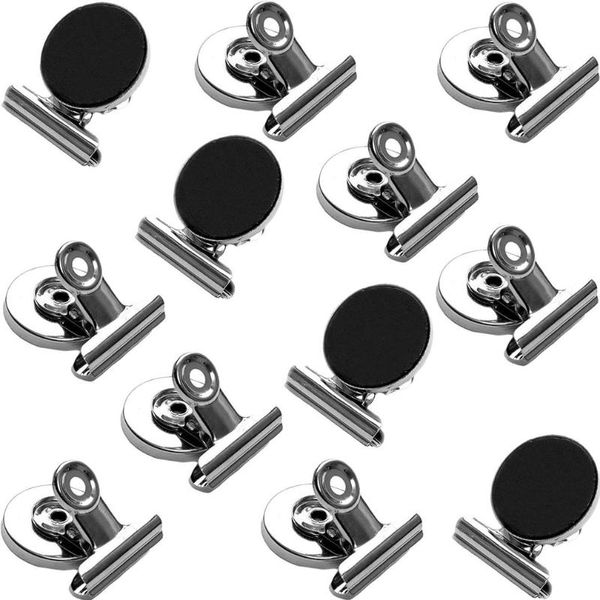 

hooks & rails 12pcs stainless steel round fridge magnetic stickers clips wall memo note message magnet clamp holder for whiteboard