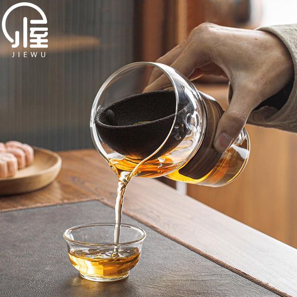 

wine glasses jiewu one-piece glass filter cup high temperature resistant thickened tea leak 2021 office home set accessories