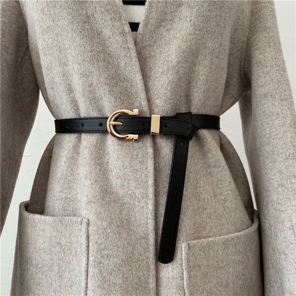 

UhvI women's belts women's fashion personality trend d fashion personality trend decoration thin belt simple versatile korea, Black;brown