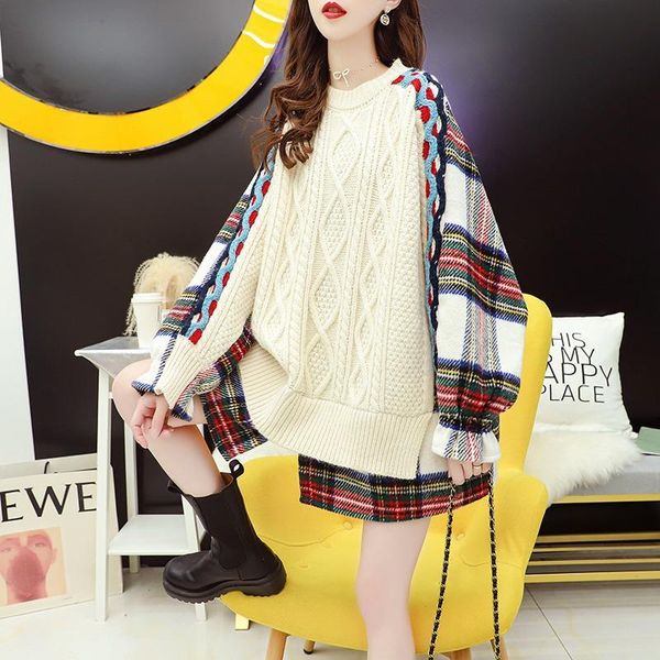 

women's hoodies & sweatshirts 2021 autumn and winter casual temperament korean stitching thick round neck loose knit women trendy, Black
