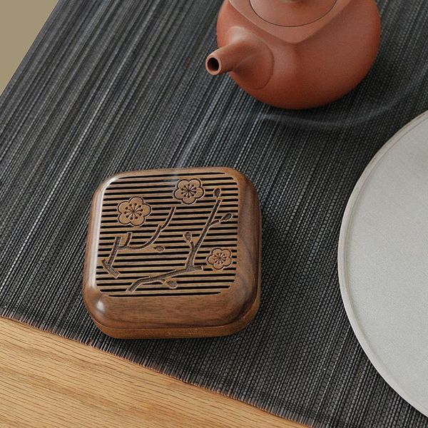 

chinese style incense box gift set walnut hollow inlaid copper plate burner bedroom living room decorations fragrance lamps