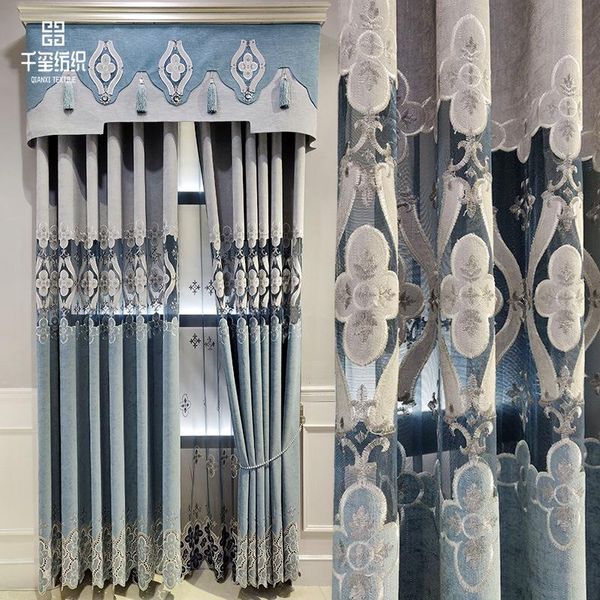 

simple and modern embroidered curtain fabric nordic blackout curtains for living dining room bedroom & drapes