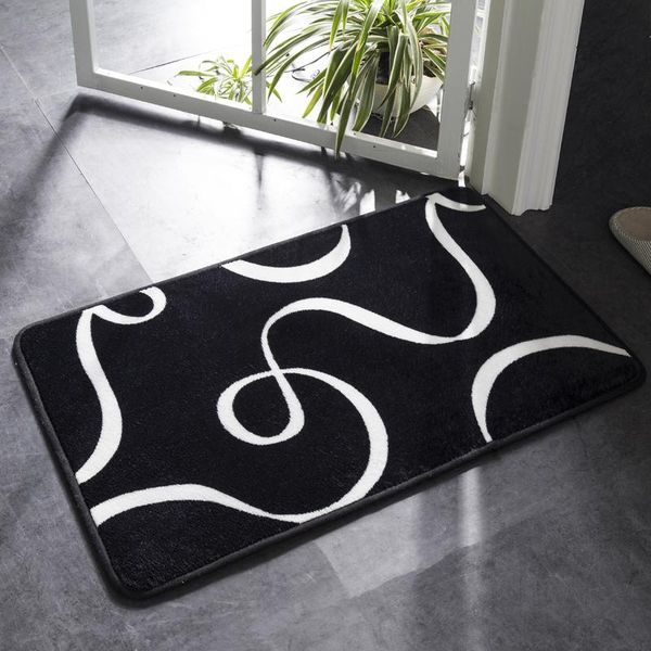 

bath mats 1pc mat black and white classic geometric pattern super soft absorbent bathroom door non-slip rug carpet