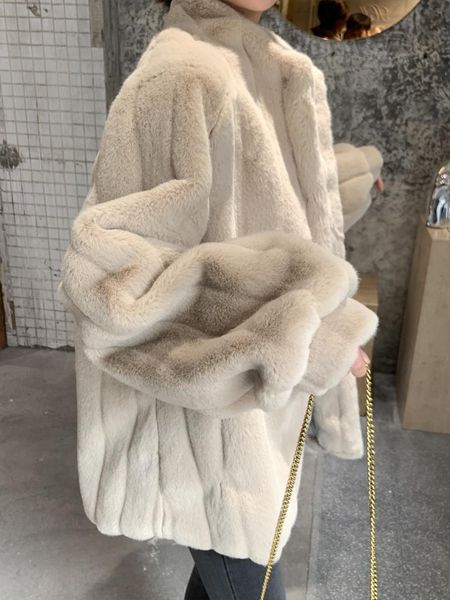 

women's fur & faux lautaro winter warm soft coat women with vertical stripes long sleeve stand collar casual stylish fluffy jacket 2021, Black