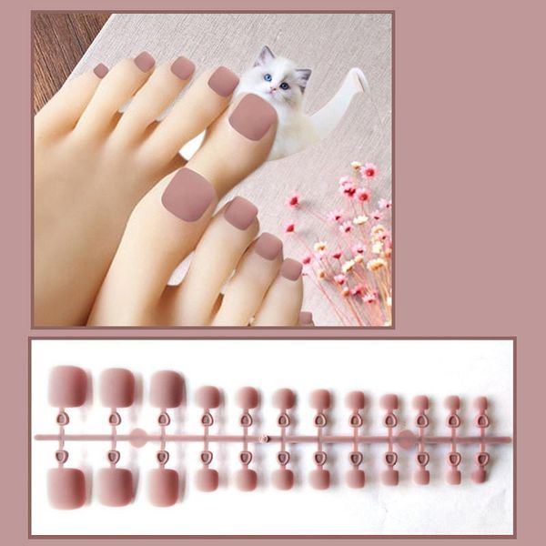 

false nails 24pcs/set full cover short toenails fake mixed colors press on foot french faux nail art salon, Red;gold