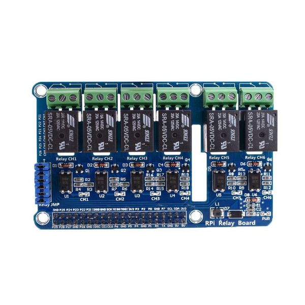 

smart power plugs 6-channel raspberry pi relay shield module extension board for a+/b+/2 b/3b