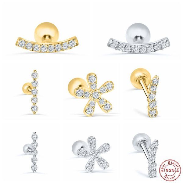 

stud canner real 925 sterling silver earrings for women piercing earring gold color earings crystal zircon jewelry pendientes, Golden;silver