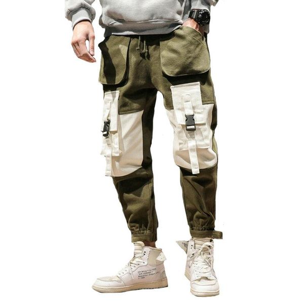 

hip hop men's harem pants fashion jogger sweatpants men oversized multiple pockets overalls, Black