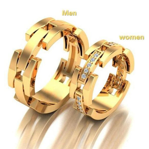 

mens and womens ring accessories punk style couple's with copper plated gold inlaid zircon hand jewelry, Golden;silver