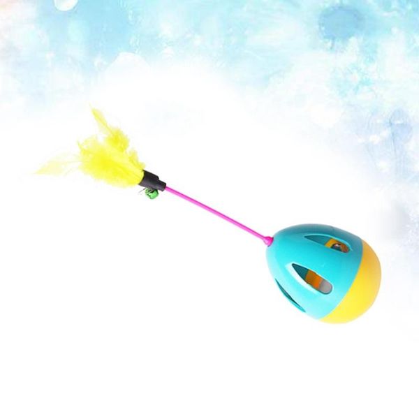

cat toys leaking tumbler toy pet training feeder funny playing stick teaser (green)