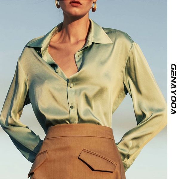 

genayooa spring autumn korean fashion blouse womens and blouses elegant office lady blusas long sleeve women clothes 210417, White