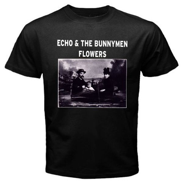 

New Echo & The Bunnymen Flowers Logo Men's Black T-Shirt Size S to 3XL, White;black