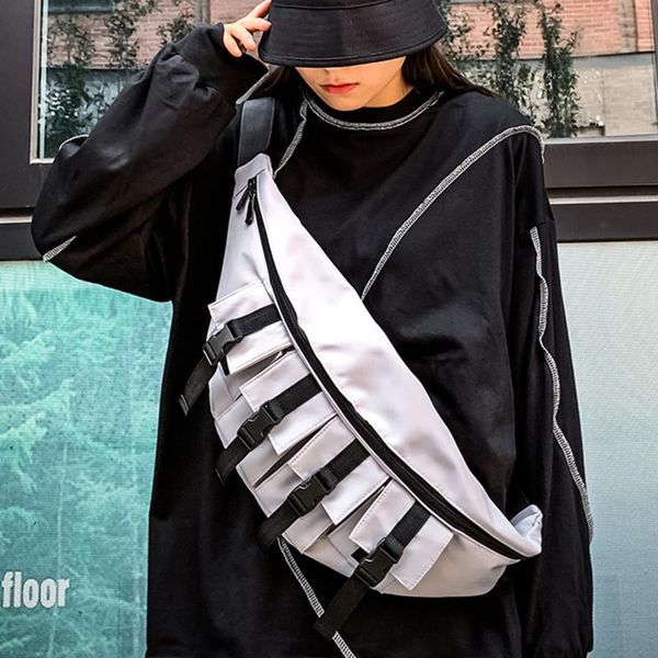 

men waterproof waist bag fashion large chest pack outdoor sport crossbody casual multi-pocket travel male bum belt bags