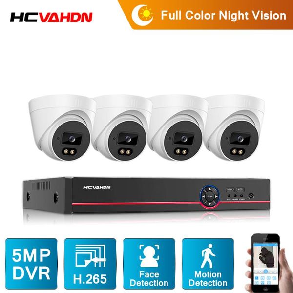 

smart detection video surveillance system set h.265 4ch dvr with 4pcs hd analog cameras cctv security camera kit wireless kits