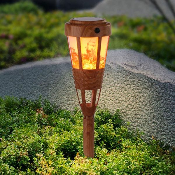 

lawn lamps 4pcs 40led solar light simulation bamboo flame flickering torch lamp outdoor garden pathway waterproof stakes