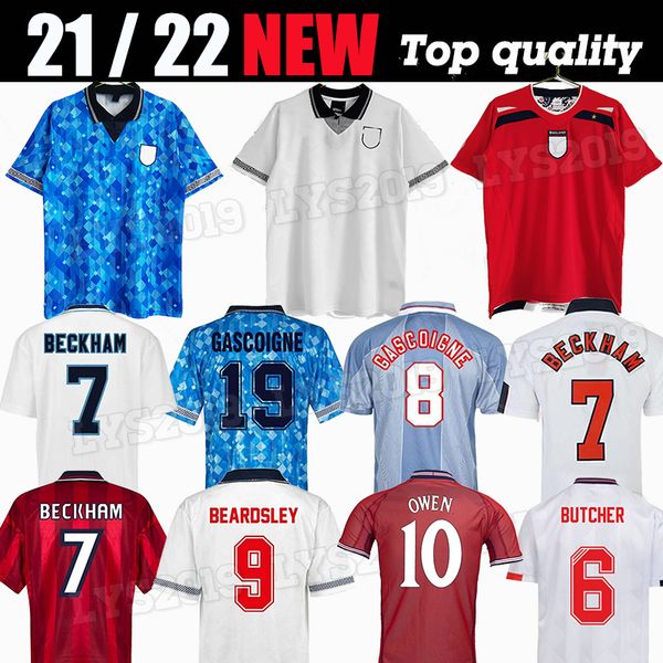 

80 82 86 90 92 94 96 2002 retro mens soccer jerseys gerrard ferdinand beckham owen scholes shearer neville sheringham gascoigne home short s, Black