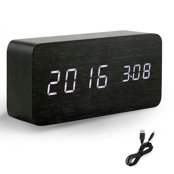 

other clocks & accessories usb led wooden alarm clock watch table digital wood despertador electronic desktemperature display decor 2021
