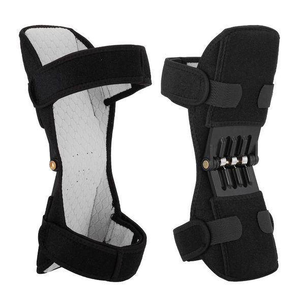 

knee protector brace joint support pads breathable non-slip power lift rebound spring force elbow &, Black;gray