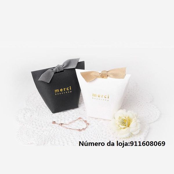 

gift wrap high-end white wedding candy box bronzing paper bag packaging