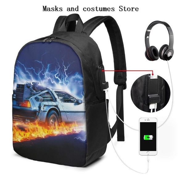 

backpack funny usb backpacks science fiction film back to the future school sports for women man kids bag