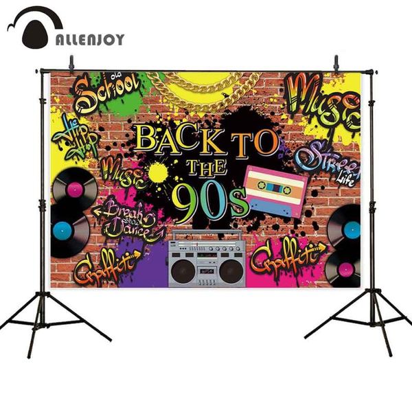 

allenjoy back to 90s party backdrops radio graffiti wallpaper pozone banner celebrate bricks background dexcor pocall decoration