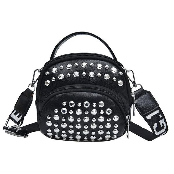 

summer women's soft leather small bag wild rivet bags for women fashion shoulder wideband messenger handbags waist