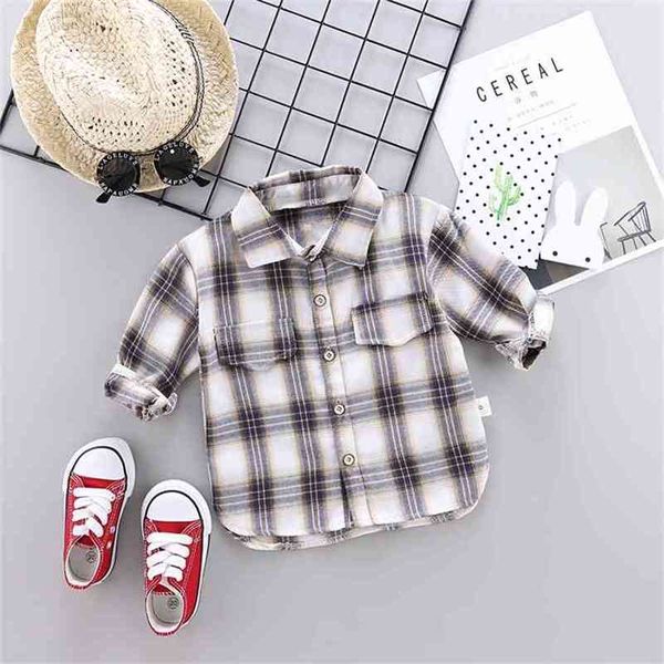 

kids plaid shirts trendy sale children kid boys girls long sleeve buttons pocket shirt turn down collar casual blouses 210713, White;black