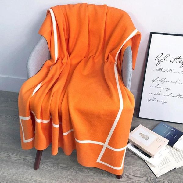 

blankets designer luxury woolen home cotton orange blanket sofa knitting warmth-blanket office nap single quilt selling