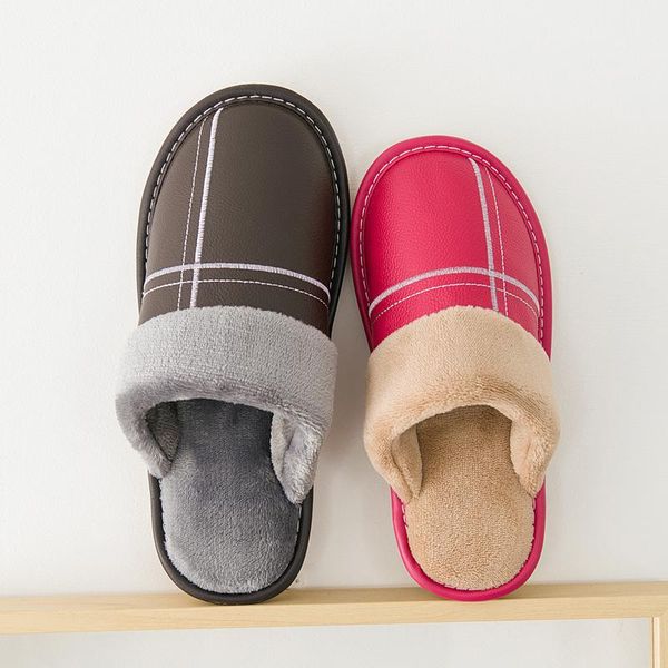 

large size 35-45 short plush slippers indoor warm mules shoes winter women home woman flat leather fur, Black