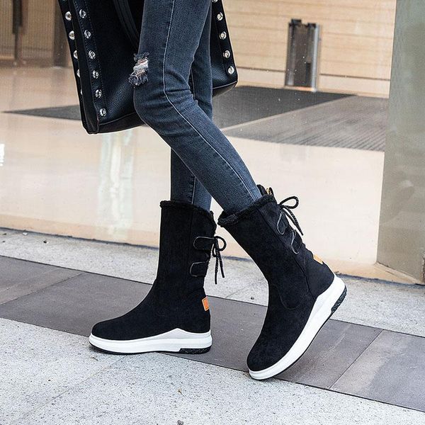 

boots women snow shoes ladies winter warm heels zipper rubber sole outside shoe good quality 2021 arrival, Black