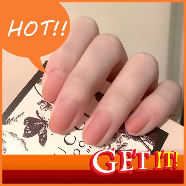 

hand nail stylist decorated diy patch fake nail removable paste finished net red ins wearable frosted peach, Red;gold