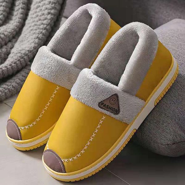 

indoor women slippers winter furry indoor shoes non-slip warm pu short plush memory foam soft sewing interior fur slipper, Black