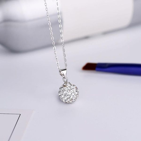 

chains s925 sterling silver pendant spherical necklace korean fashion collar for women style
