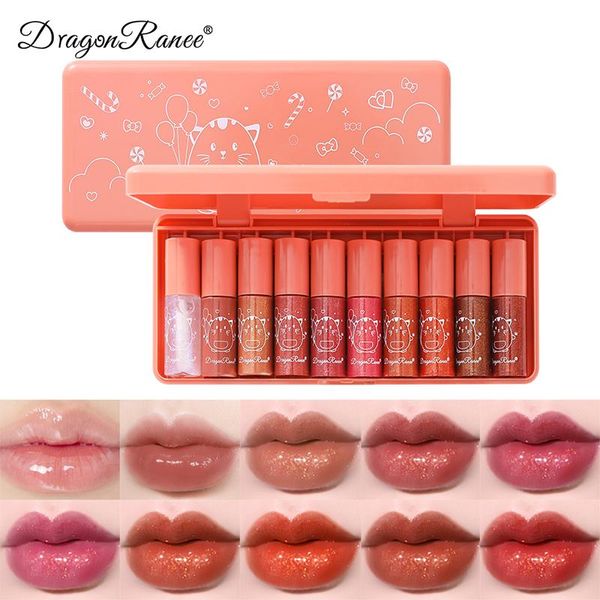 

lip gloss 10pcs color glaze air set lipstick colorless transparent shining glass makeup