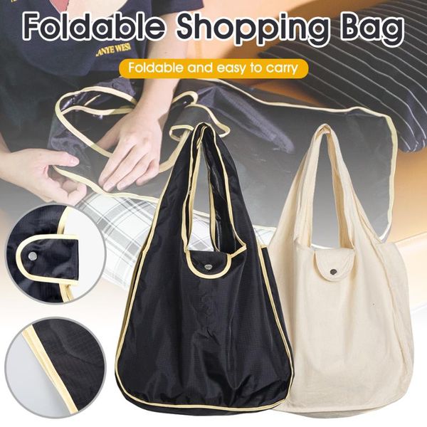 

storage bags large grocery reusable shopping bag washable foldable eco-friendly button closure with two durable handle tote
