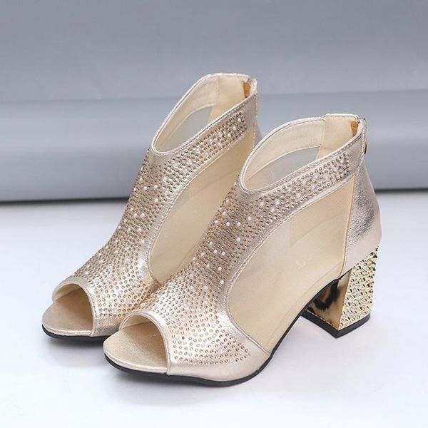 

fashion summer women sandals woman soft leather casual platform ladies high heels diamond wedding shoes, Black