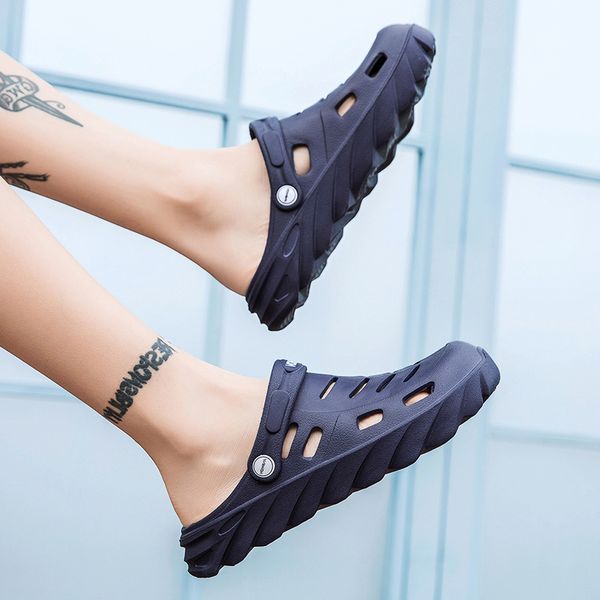 

2021 mens women sport trainer summer cross-border sandals slippers casual trend beach hole shoes breathable hollow soft bottom slipper code:, Black