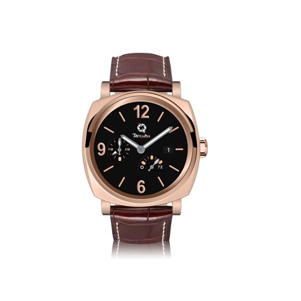 

men's luxury automatic mechanical watch requin pam 1940 rose gold case black alligator leather strap subdial second dial work calendar, Slivery;brown