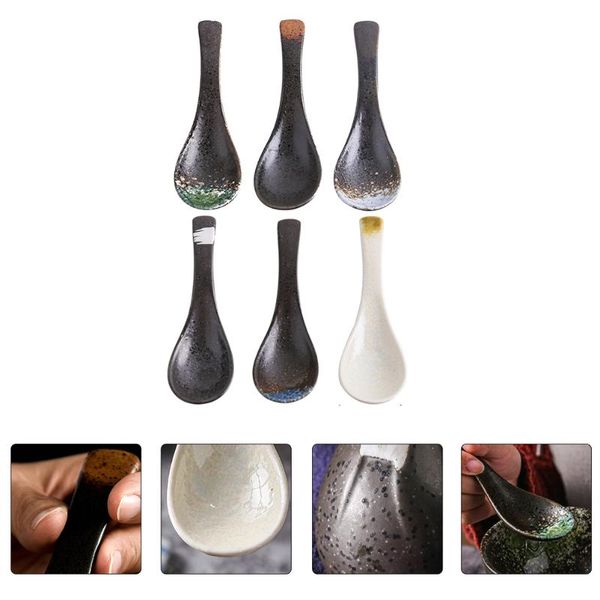 

spoons 6pcs ceramic japanese style kitchen rice soup supplies