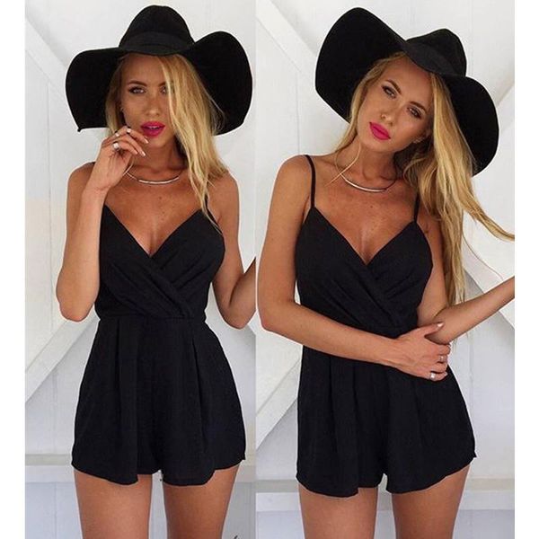 

women's jumpsuits & rompers 2021 summer jumpsuit female loose v-neck strap ladies plus size s-5xl, Black;white