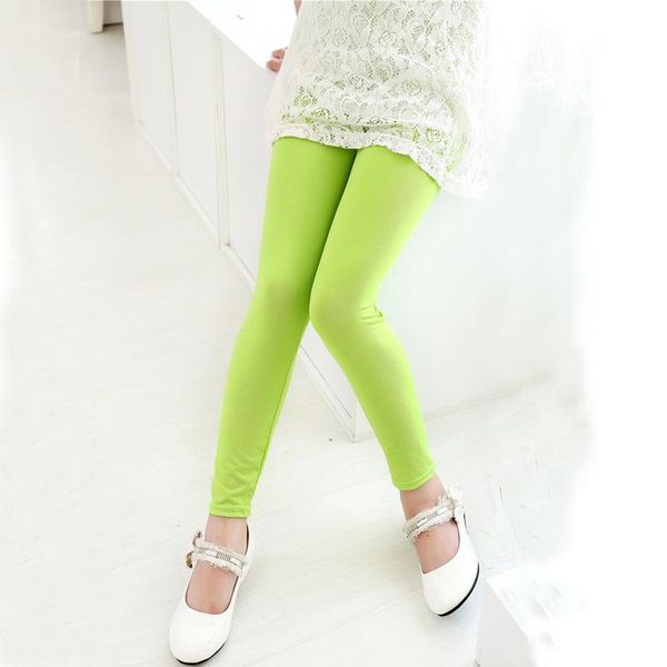 

trousers girls' milk candy colored silk leggings spring and autumn stretch nine children pants, Blue