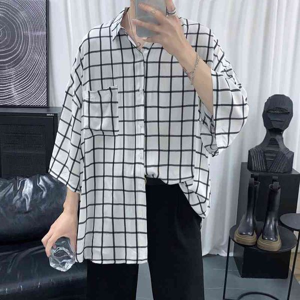 

men's casual shirts summer plaid men male short sleeve shirt mens clothing boys student camisa masculina chemise homme 1ypt, White;black
