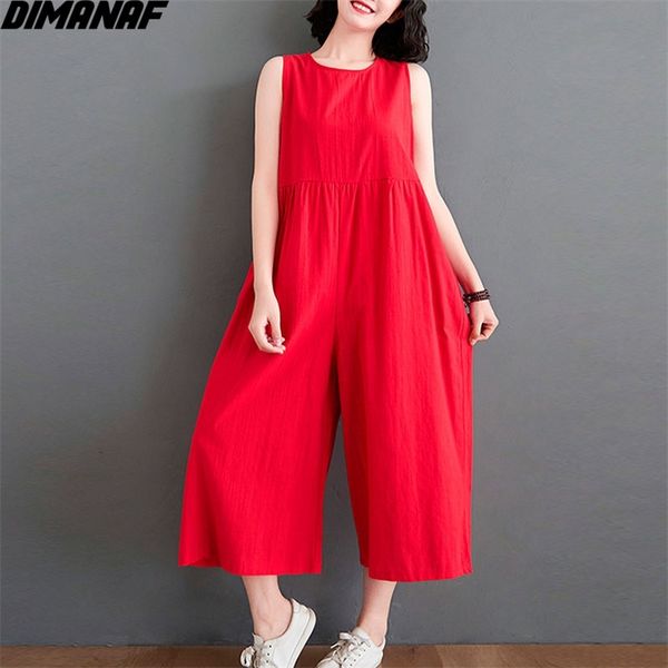 

plus size women jumpsuits overalls linen wide basic leg pants trousers solid streetwear fashion loose casual 210531, Black;white